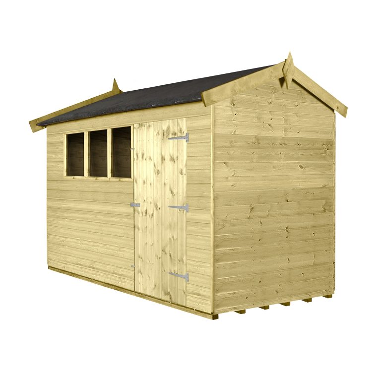 Tanalised 12x6 apex garden shed with two windows and a side door